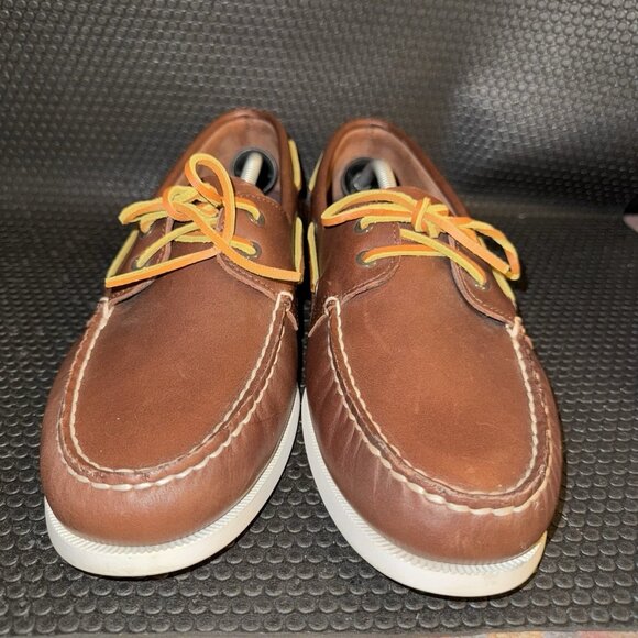 Sperry X J.Crew Original Two-Eye Brown Leather Comfort Boat Shoes Men’s Size 13 - Picture 2 of 8
